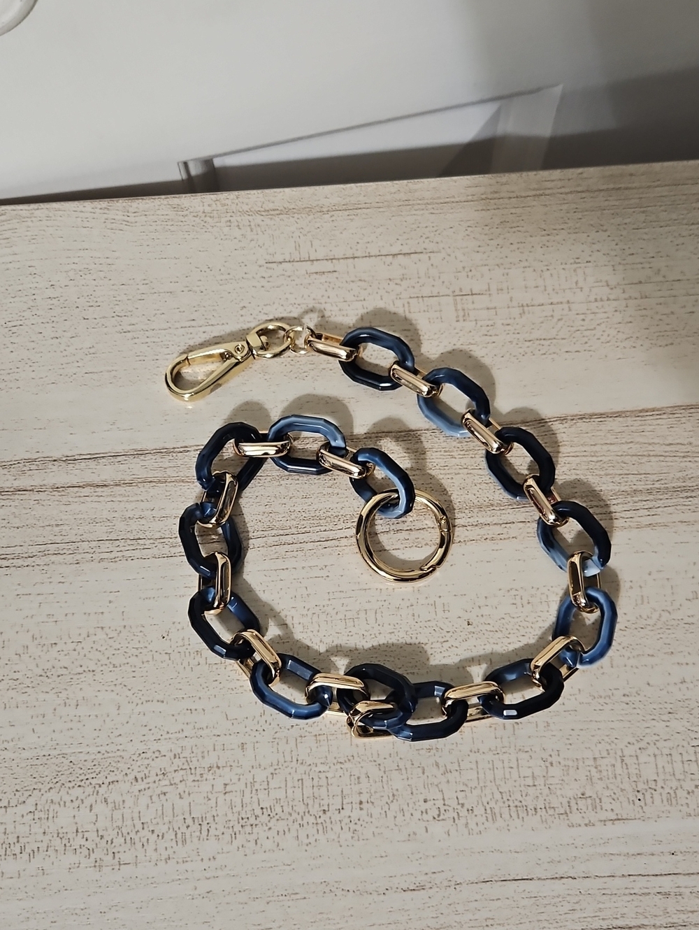 Gold & Navy Bag Chain Link Acrylic